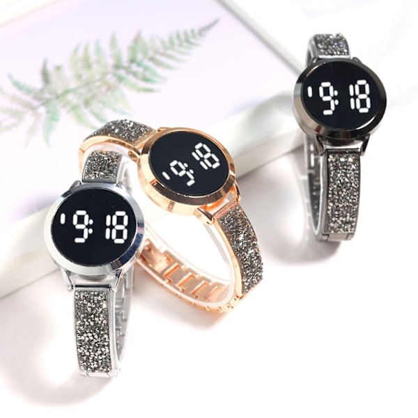 Fiauli Digital Klocka Livsvattenbeständig Digital Display Kvinnor Casual Rund LED Digital Klocka-Perfekt Rose Gold