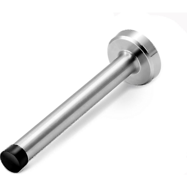 Dørstoppere, 15 cm lang dørstopper, veggmontering, kraftig solid svart dørstopper børstet rustfritt stål med myke gummistøtfangertupper - Perfekt Silver 5 Inch