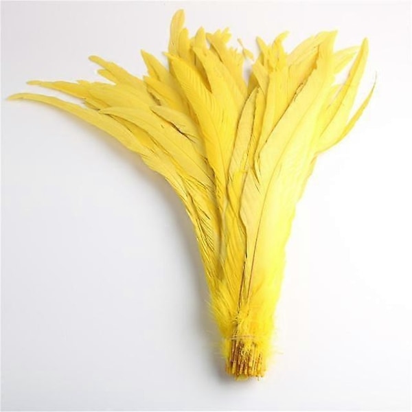 50 stk. Naturlige Kyllingehale Fjer 25-40 cm / 10-16 tommer Tøjdekoration Sceneoptræden Hanehale Fjer Plume-Perfet yellow 25-30cm