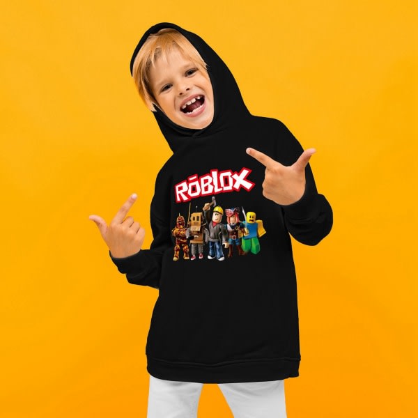 Roblox hættetrøje til børn Overtøj Pullover Sweatshirt sort black 150cm