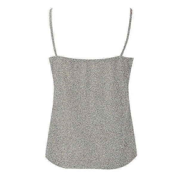 Glitter Tanktop med Stropper til Kvinder - Sexy, Glimtende Cami Swing Vest til Klubtøj - Perfekt Golden XXL