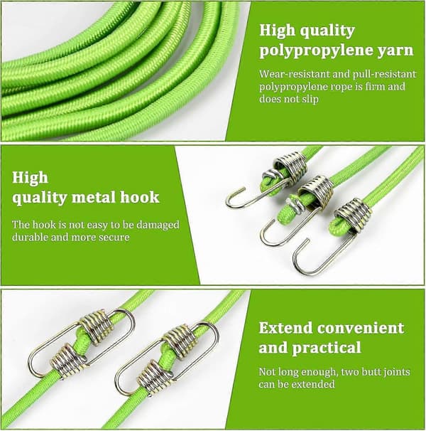 8 st 25 cm elastiska spännare med krokar Små elastiska snören med krokar Mini universella elastiska spännare