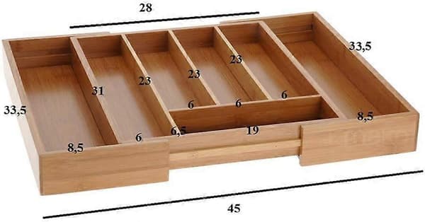Utdragbar besticklåda i bambu 33,5 x 28 cm-45 cm