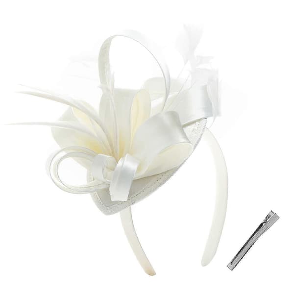 off white Elegant Bröllop Hårband med Blomma Pillbox för Sminkfest för Bröllopsfest Mrs. Maisel