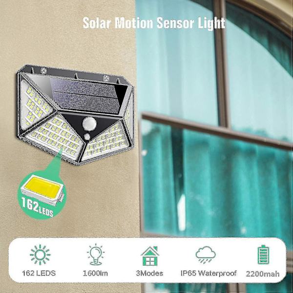 Utomhus Solcellslampa 162 LED 2-pack Rörelsesensor Utomhus Solcellslampor