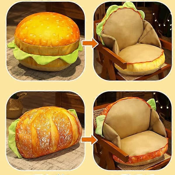 Stor 3D-simulerings Burger Plysch Kudde Soffa, Rolig Mat Fylld Cheeseburge Kudde