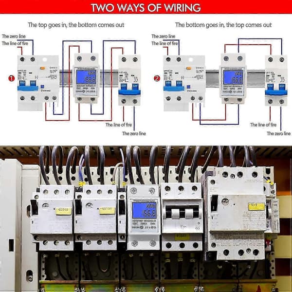 LCD Digital Elmätare AC 5(80)A Enfas KWH-mätare för DIN-skenamontering