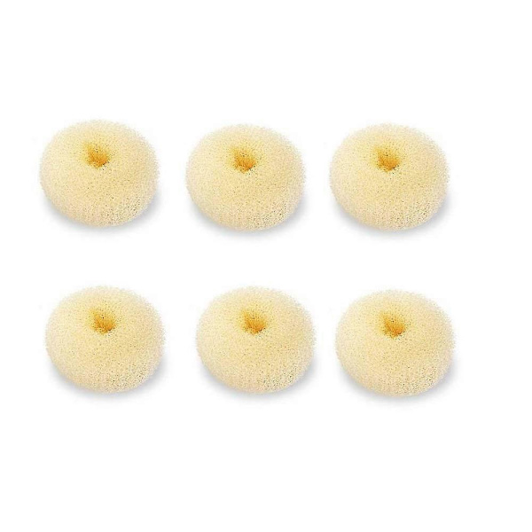 Extra Small Hårknutsmakare för Barn, 6-Pack Mini Donut Styler (Small 2\", Off-White)