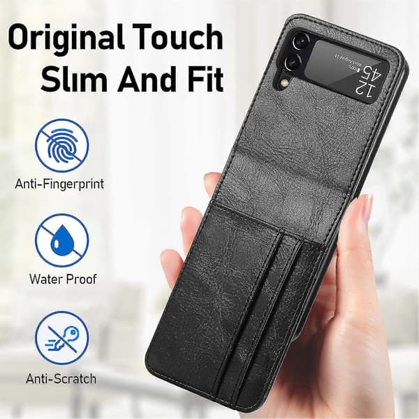 Vikbart PU-läderfodral för Samsung Galaxy Z Flip 3 (1 styck, svart)