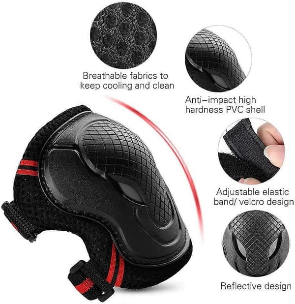 Barnskyddsutrustning Set 6 i 1 Knä Armbåge Handledsskydd för Rullskridskoåkning Cykling Tonåring Småbarn Barn Skyddsset