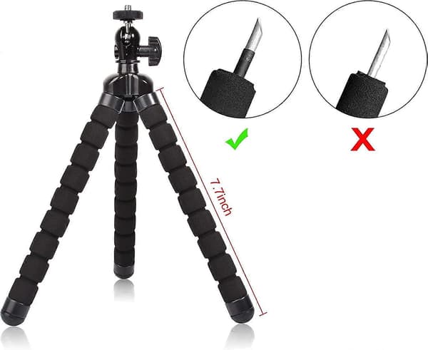 Mini-stativ för telefon, Premium flexibelt mobiltelefonstativ kompatibelt med iPhone Samsung Go Pro liten digitalkamera