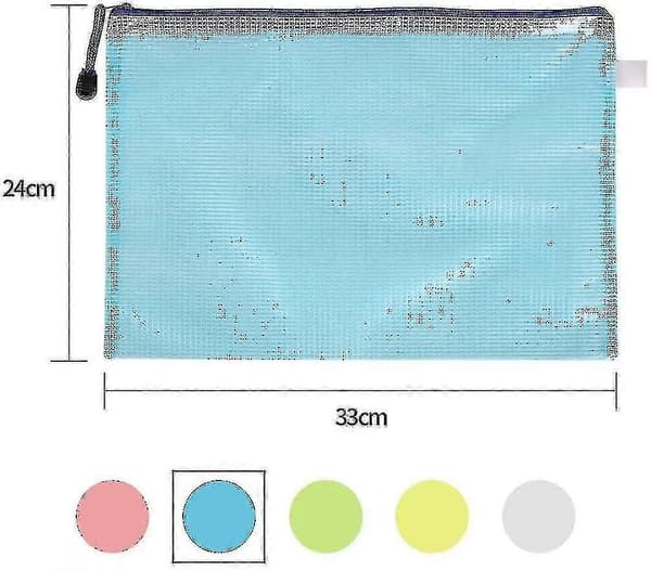 Plastplånböcker, 10 st A4 Zip Plastmappar Låspåsar Mesh Dokumentmappar Plastfickor Dragkedja Filplånbok