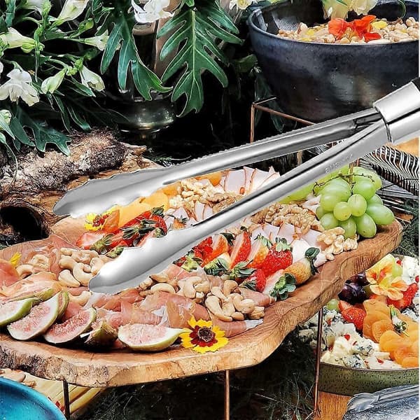 Serveringstänger, rostfritt stål, kockmat, sallad, grill, serveringsredskap, set om 2