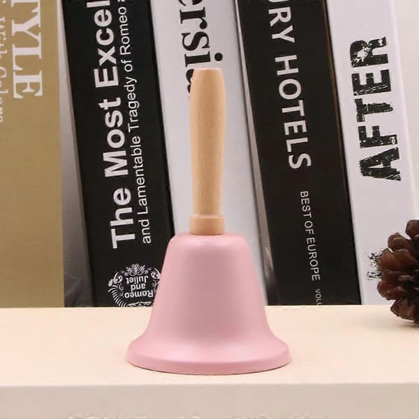 Hög Handklocka Med Trähandtag Rosa Julklocka-rosa