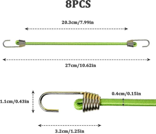 8 st 25 cm elastiska spännare med krokar Små elastiska snören med krokar Mini universella elastiska spännare