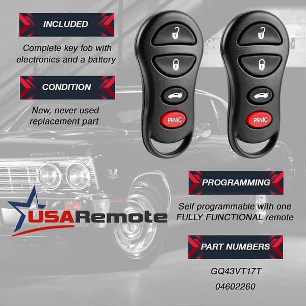 Nyckelbricka passar 2001-2006 Chrysler Dodge Jeep Keyless Entry Remote (04602260)