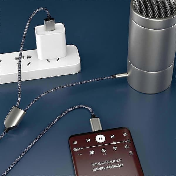 Blue1 Split 2 Typ C Till Usb A 3.5mm Aux Kabel Stereo Hifi Ljud För Bilhögtalare -a