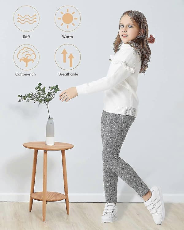 Fleecefodrade leggings för flickor, termobyxor i bomull