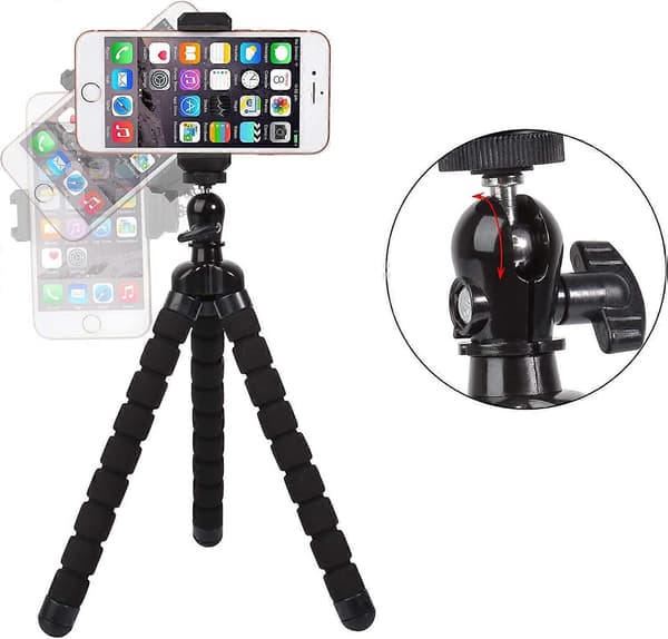 Mini-stativ för telefon, Premium flexibelt mobiltelefonstativ kompatibelt med iPhone Samsung Go Pro liten digitalkamera