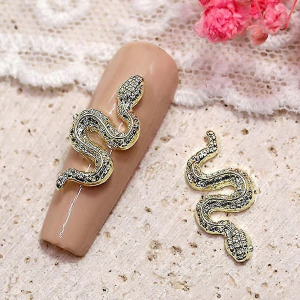 3D Orm Nagelberlocker Legering Orm Våg Kristall Strass Nageldekoration DIY