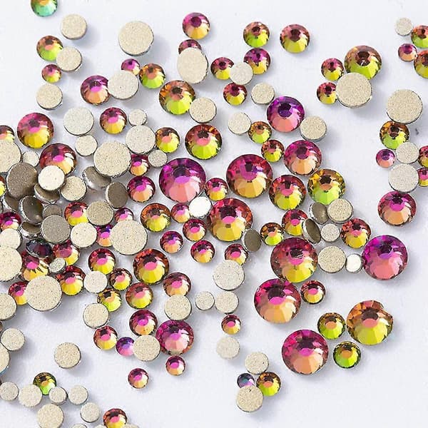 Färgglada Kristall Nagelkonst, Platt Baksida Strass