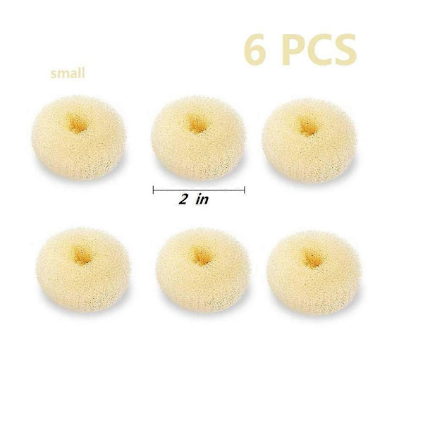 Extra Small Hårknutsmakare för Barn, 6-Pack Mini Donut Styler (Small 2\", Off-White)