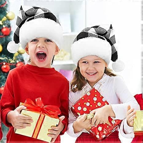 Julhatt för barn, tjock sammet, rutig, jul, nyår