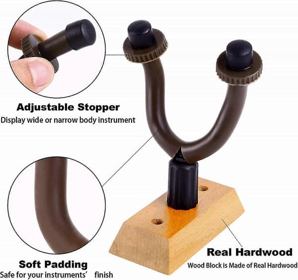 Gitarr Väggfäste Hängare Äkta Hårdträ 2-pack Gitarrhängare Väggkrok Hållare Stativ Display Med Skruvar - Lätt Att Installera - Passar Alla Storlekar Gitarrer