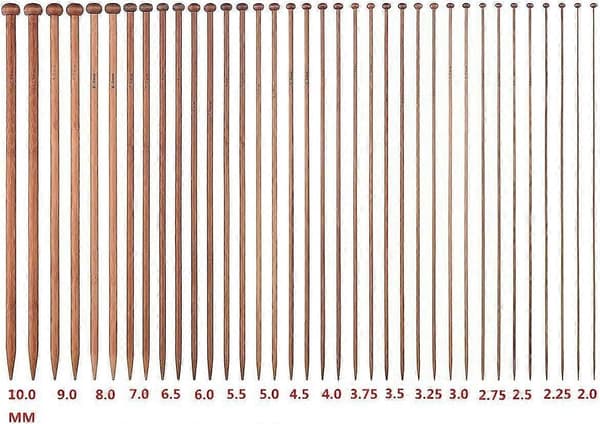 Stickningsnålar Set 18 Storlekar Bambu Enkelspetsiga Stickningsnålar 25cm