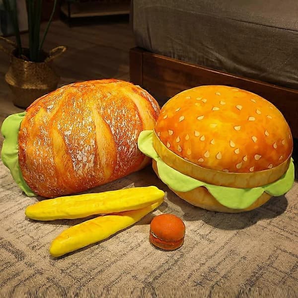 Stor 3D-simulerings Burger Plysch Kudde Soffa, Rolig Mat Fylld Cheeseburge Kudde