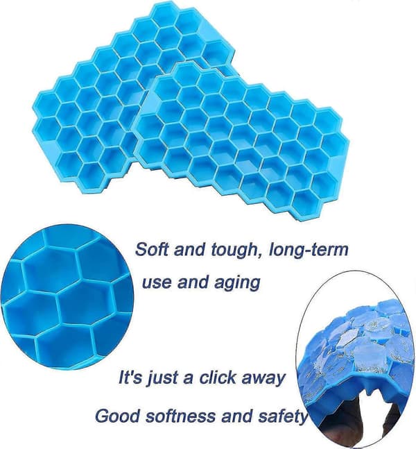 Isbitsformar med lock, 2-pack 74 isbitar Silikagel Flexibel, BPA-fri med gåva