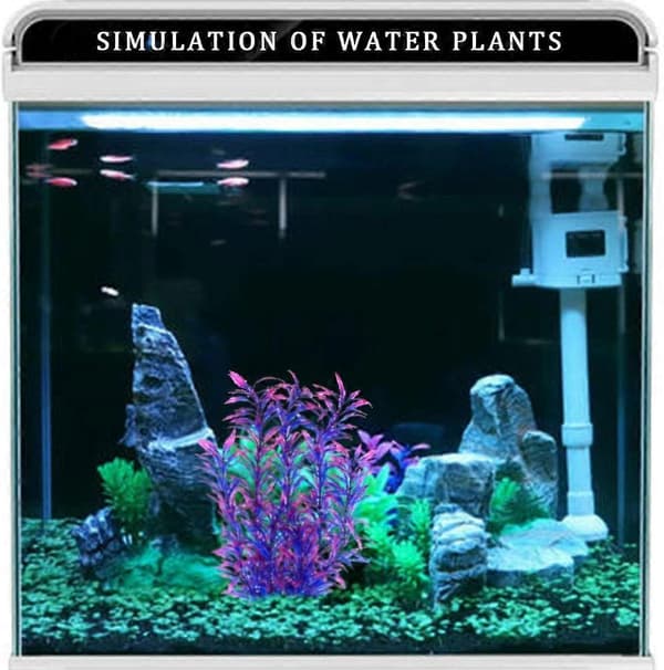 Akvariefisk tank plastväxter, simulering vattenväxter lila akvarieväxter