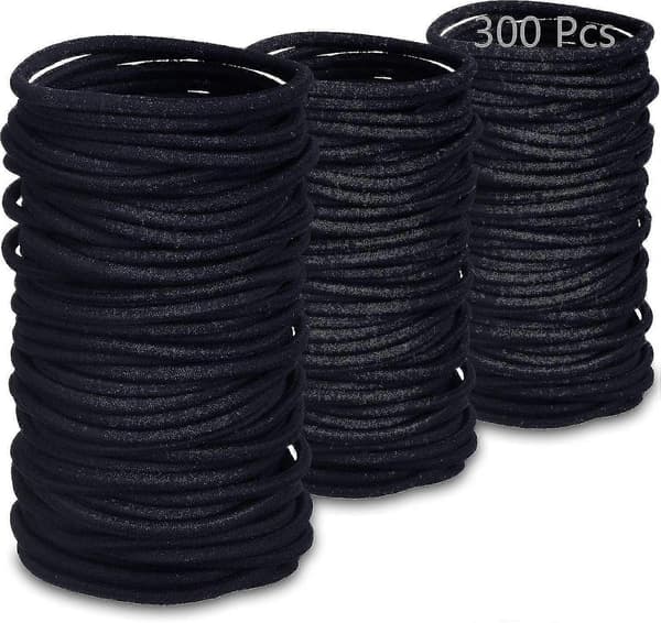 300 stycken Present Svart Mjuka Elastiska Hårband För Flickor Kvinnor Stretchiga