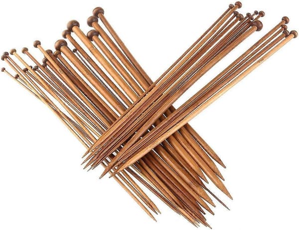 Stickningsnålar Set 18 Storlekar Bambu Enkelspetsiga Stickningsnålar 25cm