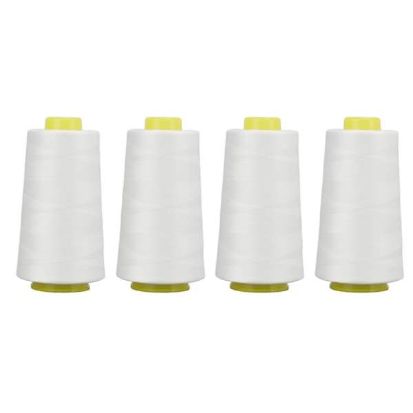 4 st Sergertråd Vit Premium Polyester Robust Slitstark Slitstark Används ofta Vit tråd