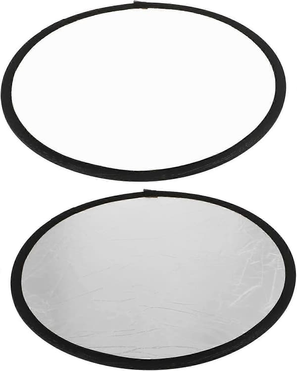 1 st Vikbar Reflektor Bärbar Diffusor Tillbehör Reflektor för Studio 2-i-1 Fotoreflektor, 60CM (silver och vit)