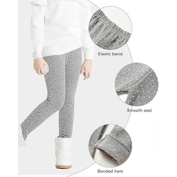 Fleecefodrade leggings för flickor, termobyxor i bomull