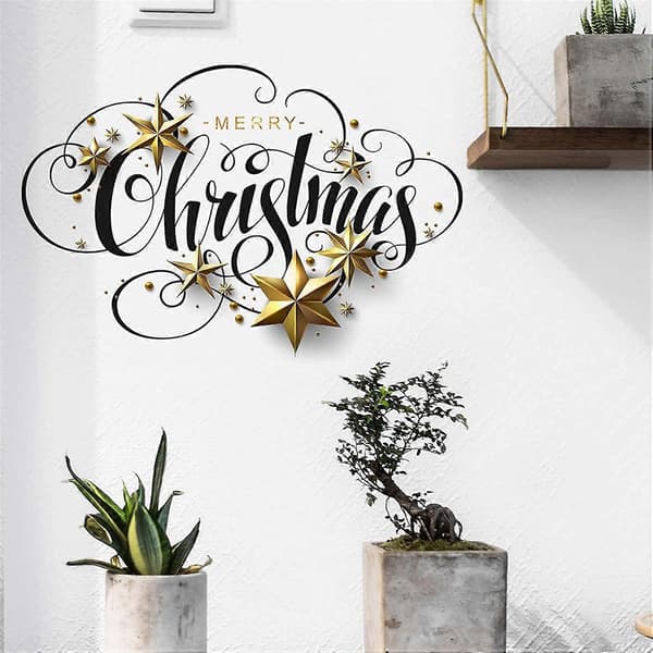 Guld God Jul Hushållsrum Väggdekal Mural Dekor Dekal