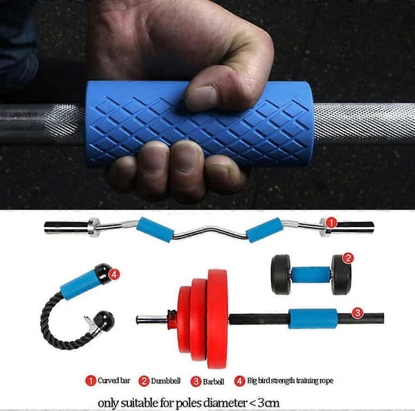Tyngdlyftning Gym Tjock Stång Grepp Silikon Halkskydd, 1 Par, Blå