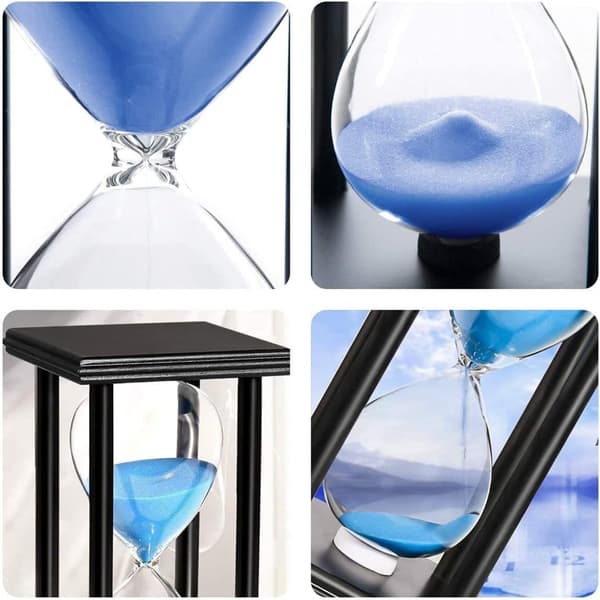 (Blå) 60 minuters timglas sandtimer retro heminredning med 4 svarta träramar