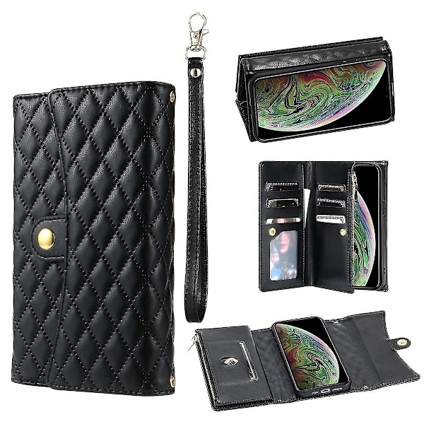 Zipper Multi-Card Läderfodral För iPhone XR