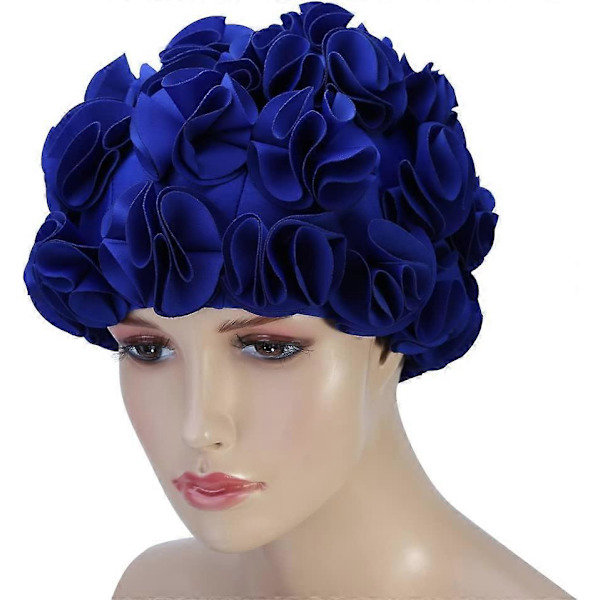 Badmössa - Simhatt Retro Blommig Blomma Mode Elastisk Simmössa Långt Hår Badmössa för Kvinnor Barn