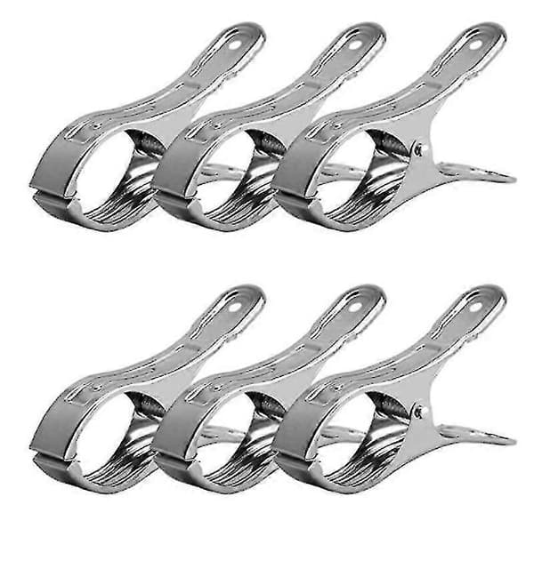 Strandhandduksklämmor Rostfria Klädnypor (6 stycken, Silver)