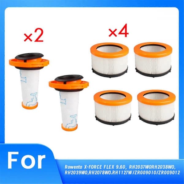 6 st Filter kompatibla med Rowenta X-compatible withCE FLEX 9.60 Sladdlös Dammsugare
