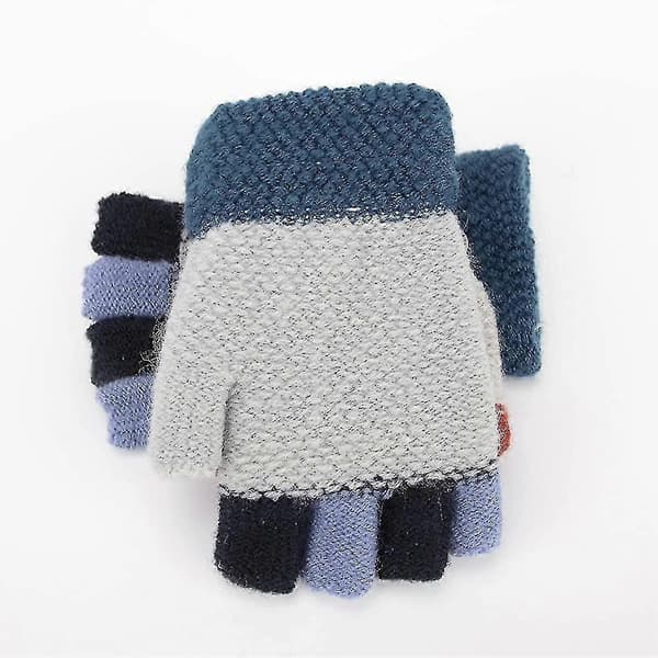 Stickade Halvfingerhandskar Unisex Varma Handskar För Flickor