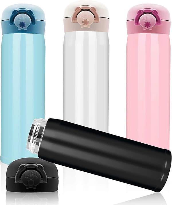Termos, Dubbelväggig Termos, 500ml Rostfri Ståltermos (Svart)