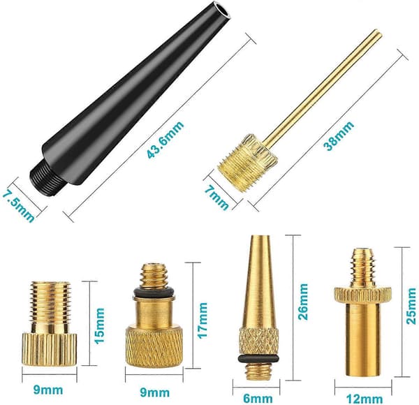 26PCS Cykelpumpadapter - Ventil, Woods Däckventiladapter, Cykeldäckpumpadapter (AV DV SV) med Bollpump/Luftpump/Kompressoradapter