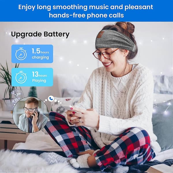 Sovhörlurar Bluetooth Pannband, Trådlösa Musik Sovhörlurar för Kvinnor Män