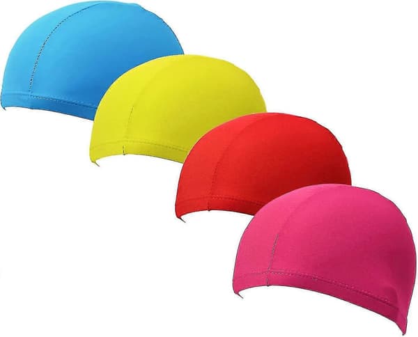 4-pack Nylon Spandex Tyg Badmössa För Barn Och Vuxna (ej För Långt Hår)