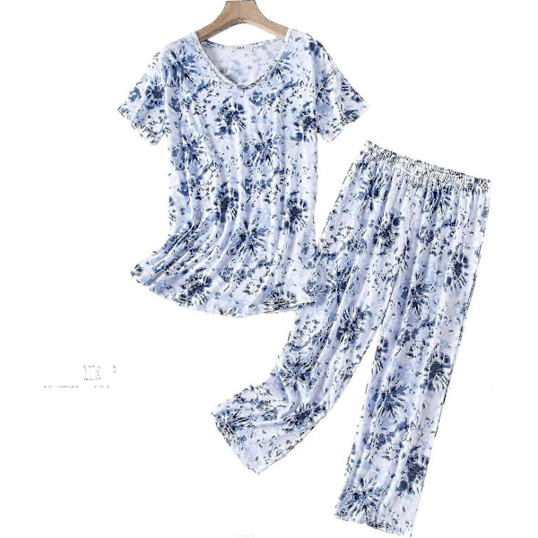 Dam Plus Size Sommar Pyjamas Set Loungewear Sommar Pjs Set Bomulls Sovkläder